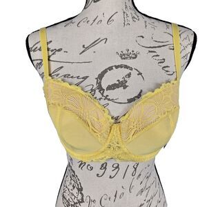 Frederick's of Hollywood Women's Size 32DD Karoline Yellow Lace Bra $49